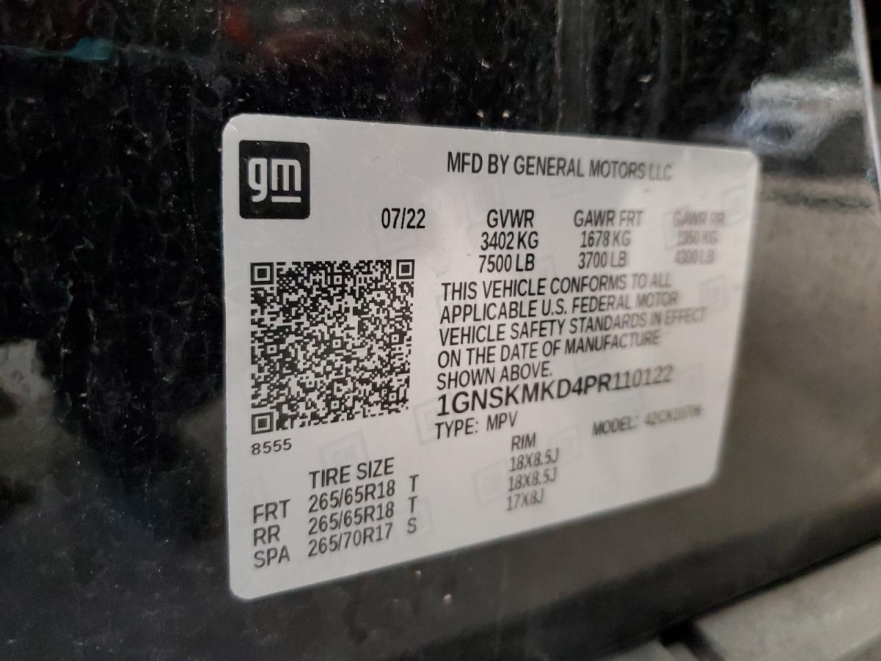 2023 Chevrolet Tahoe K1500 Ls VIN: 1GNSKMKD4PR110122 Lot: 70868215