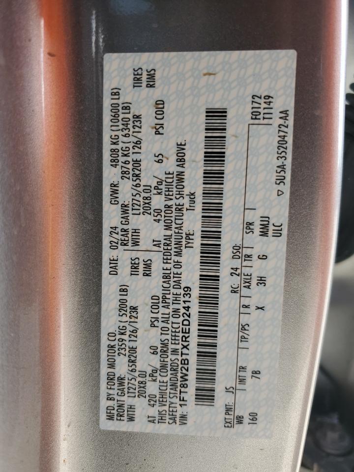 2024 Ford F250 Super Duty VIN: 1FT8W2BTXRED24139 Lot: 71513315