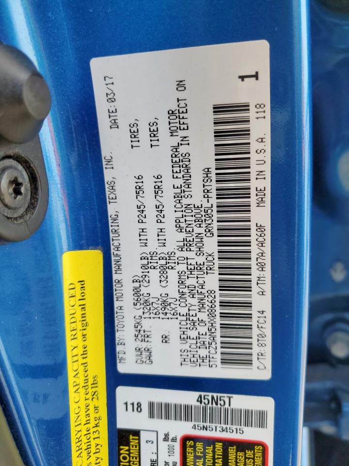 2017 Toyota Tacoma Double Cab VIN: 5TFCZ5AN5HX086628 Lot: 80730905