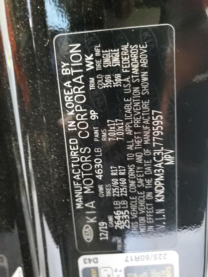 2020 Kia Sportage Lx VIN: KNDPM3AC3L7795957 Lot: 81581225
