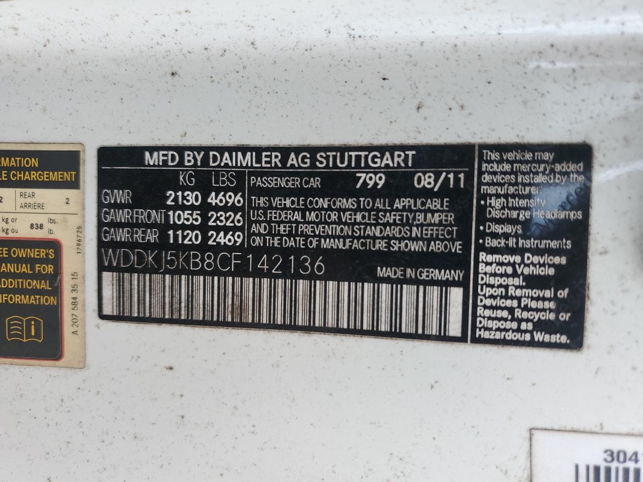 2012 Mercedes-Benz E 350 VIN: WDDKJ5KB8CF142136 Lot: 81869185