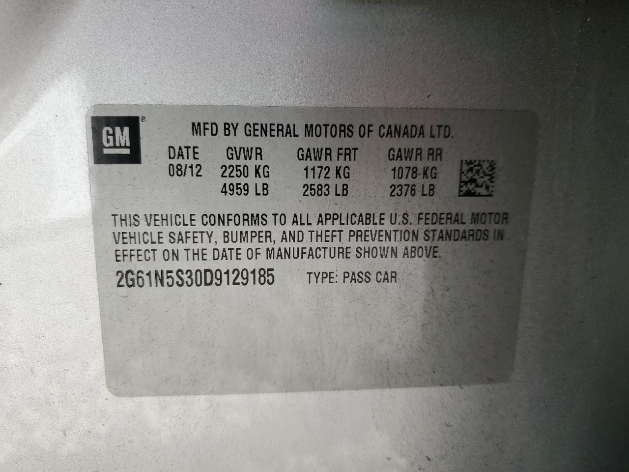 2013 Cadillac Xts VIN: 2G61N5S30D9129185 Lot: 84740155