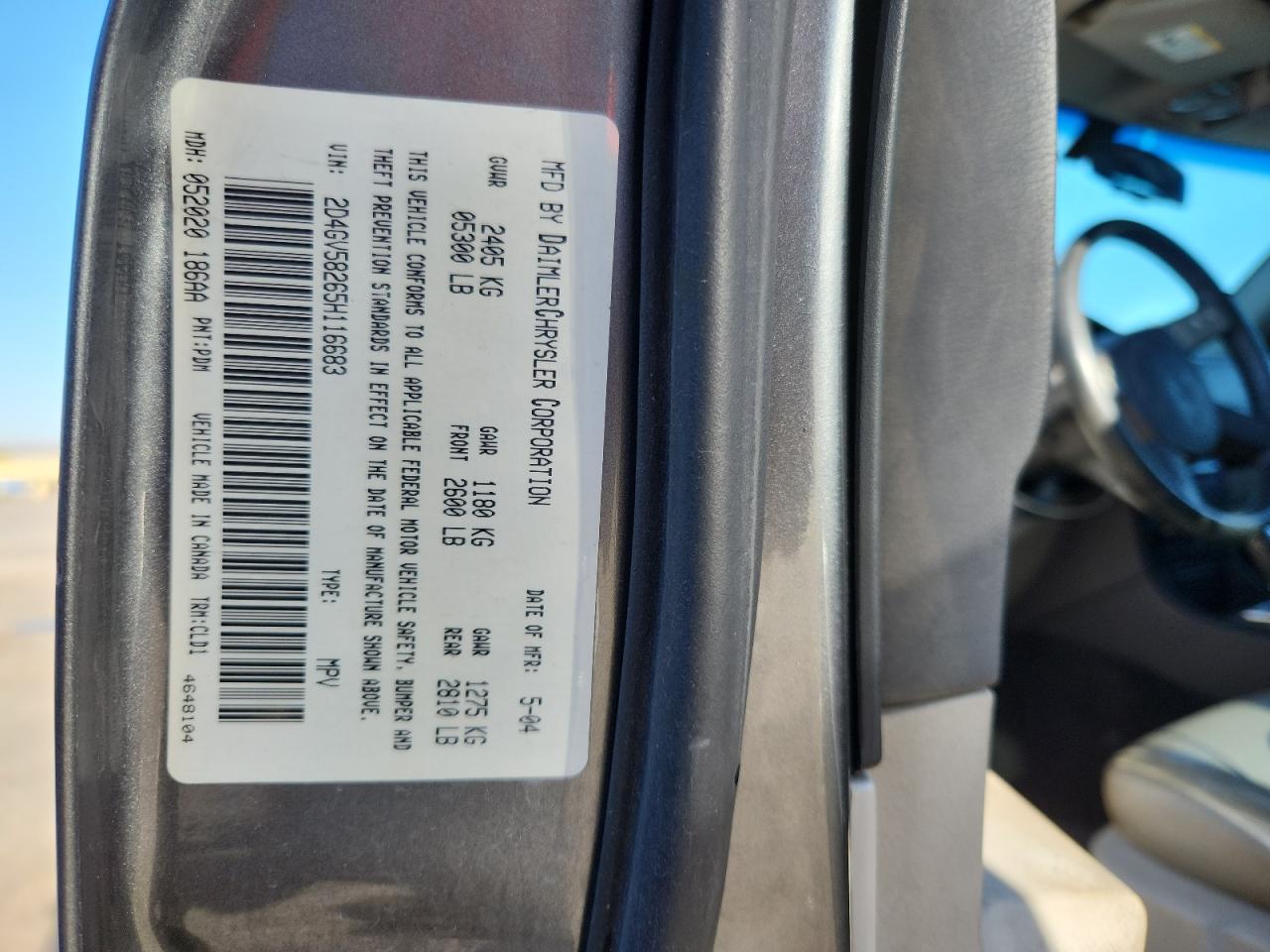 2005 Dodge Magnum R/T VIN: 2D4GV58265H116683 Lot: 80679535