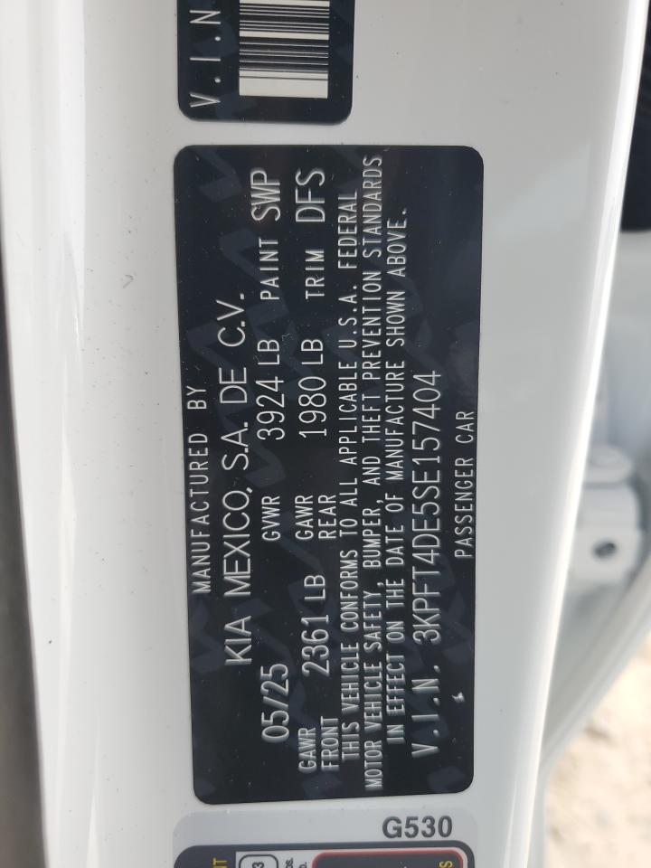 2025 Kia K4 Lx VIN: 3KPFT4DE5SE157404 Lot: 81641095