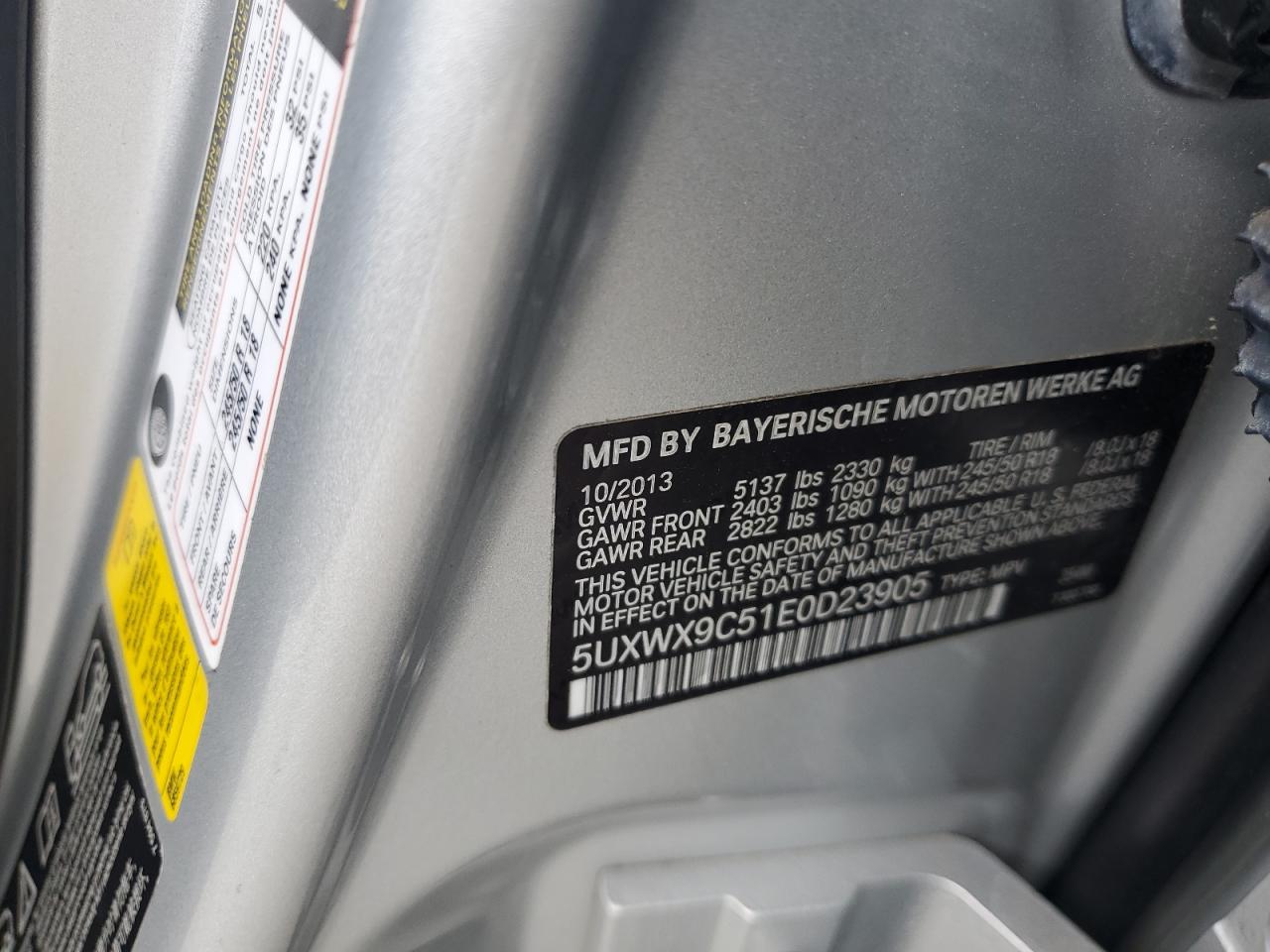 2014 BMW X3 xDrive28I VIN: 5UXWX9C51E0D23905 Lot: 70886365