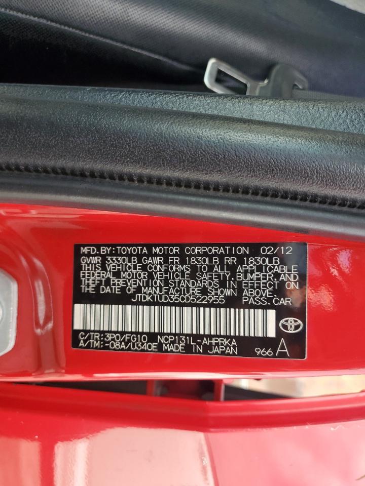 2012 Toyota Yaris VIN: JTDBT4K38CL023446 Lot: 81550555