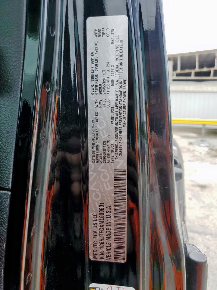 2021 Jeep Gladiator Overland VIN: 1C6HJTFGXML609601 Lot: 80745145