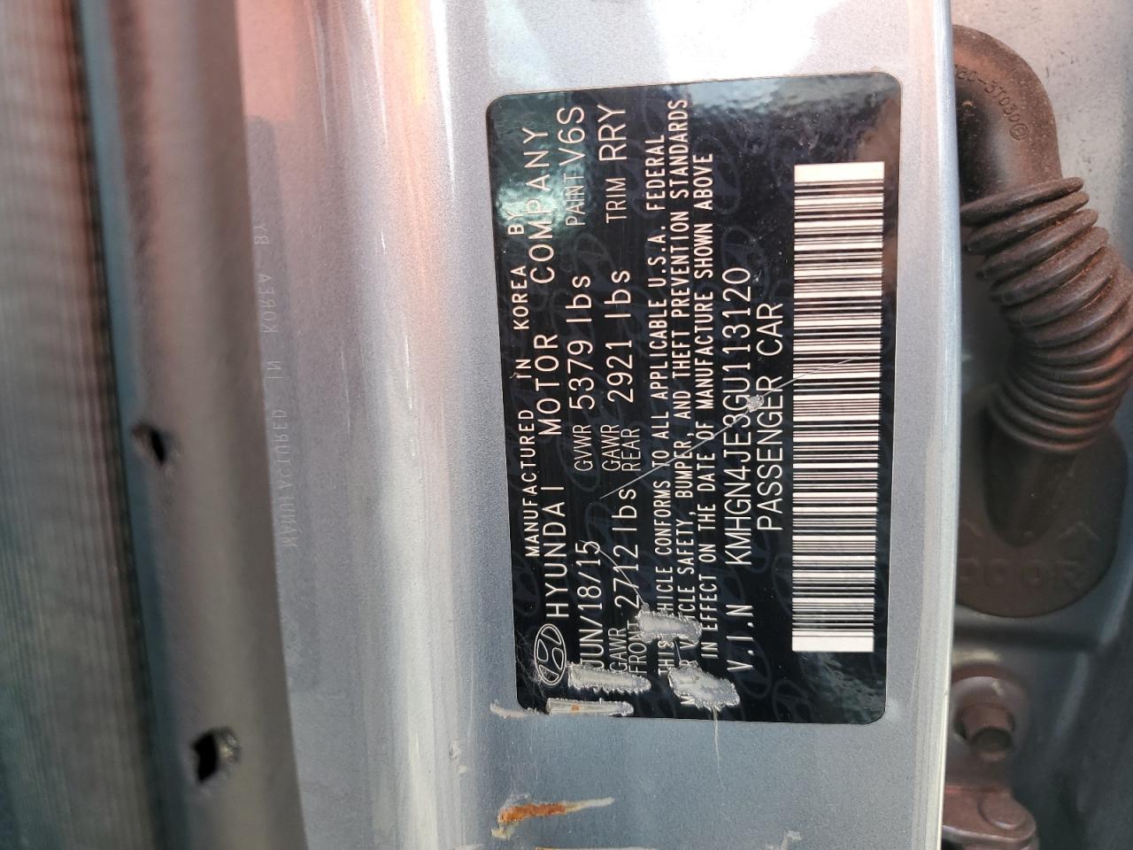 2016 Hyundai Genesis 3.8L VIN: KMHGN4JE3GU113120 Lot: 71273285