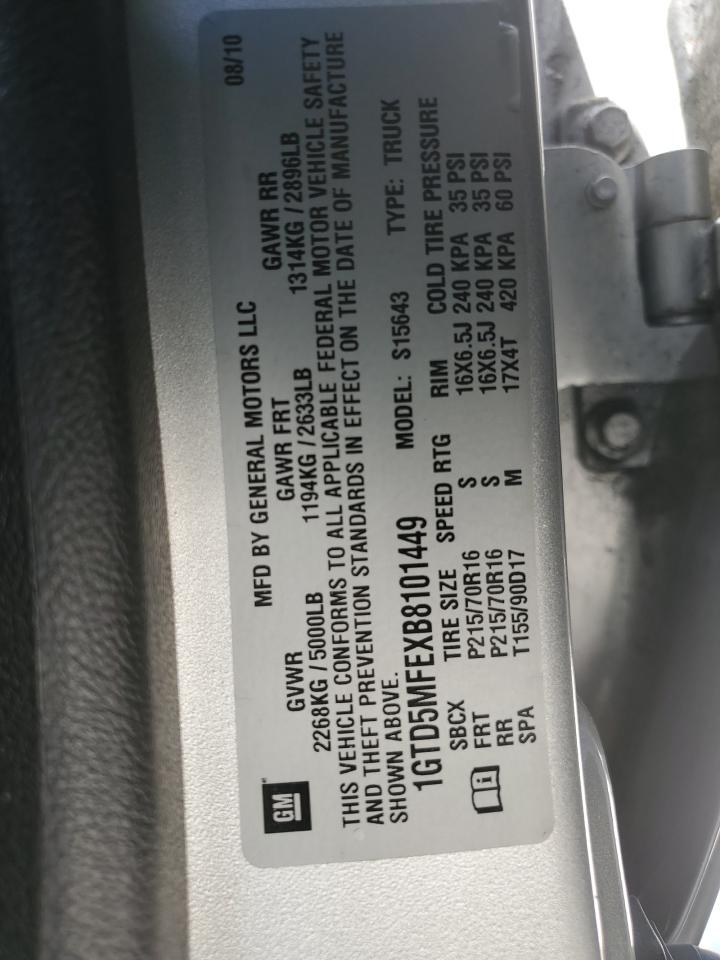 2011 GMC Canyon Sle VIN: 1GTD5MFEXB8101449 Lot: 80645355