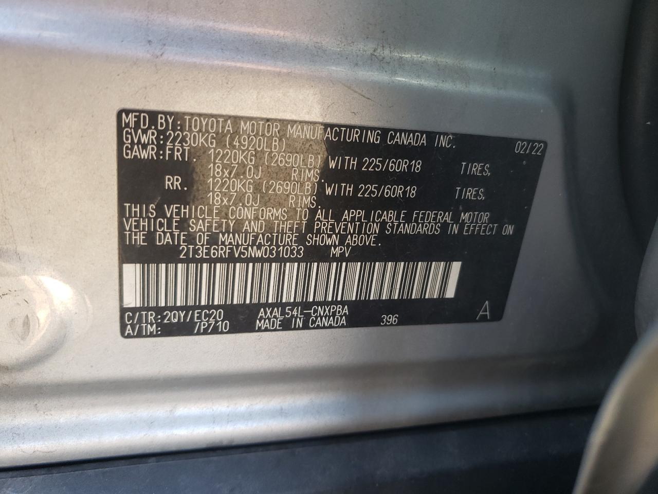 2022 Toyota Rav4 Xse VIN: 2T3E6RFV5NW031033 Lot: 71199245