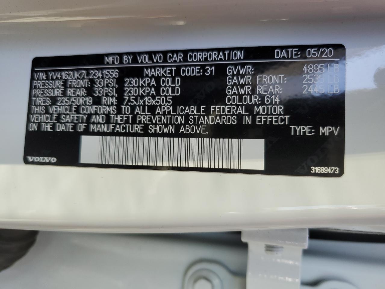 2020 Volvo Xc40 T5 Momentum VIN: YV4162UK7L2341556 Lot: 80559205