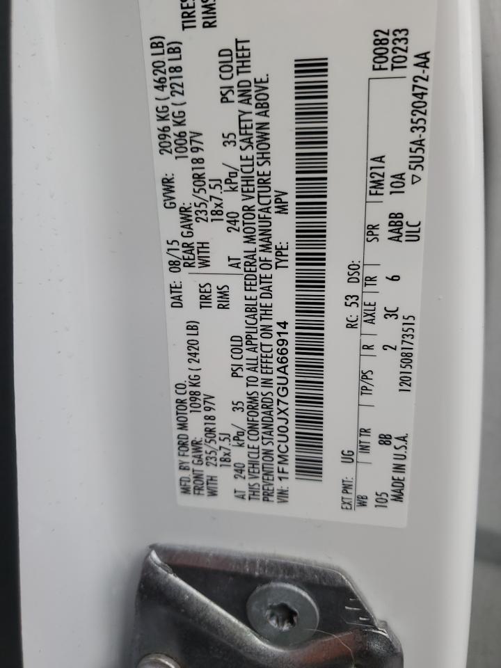 2016 Ford Escape Titanium VIN: 1FMCU0JX7GUA66914 Lot: 81215915