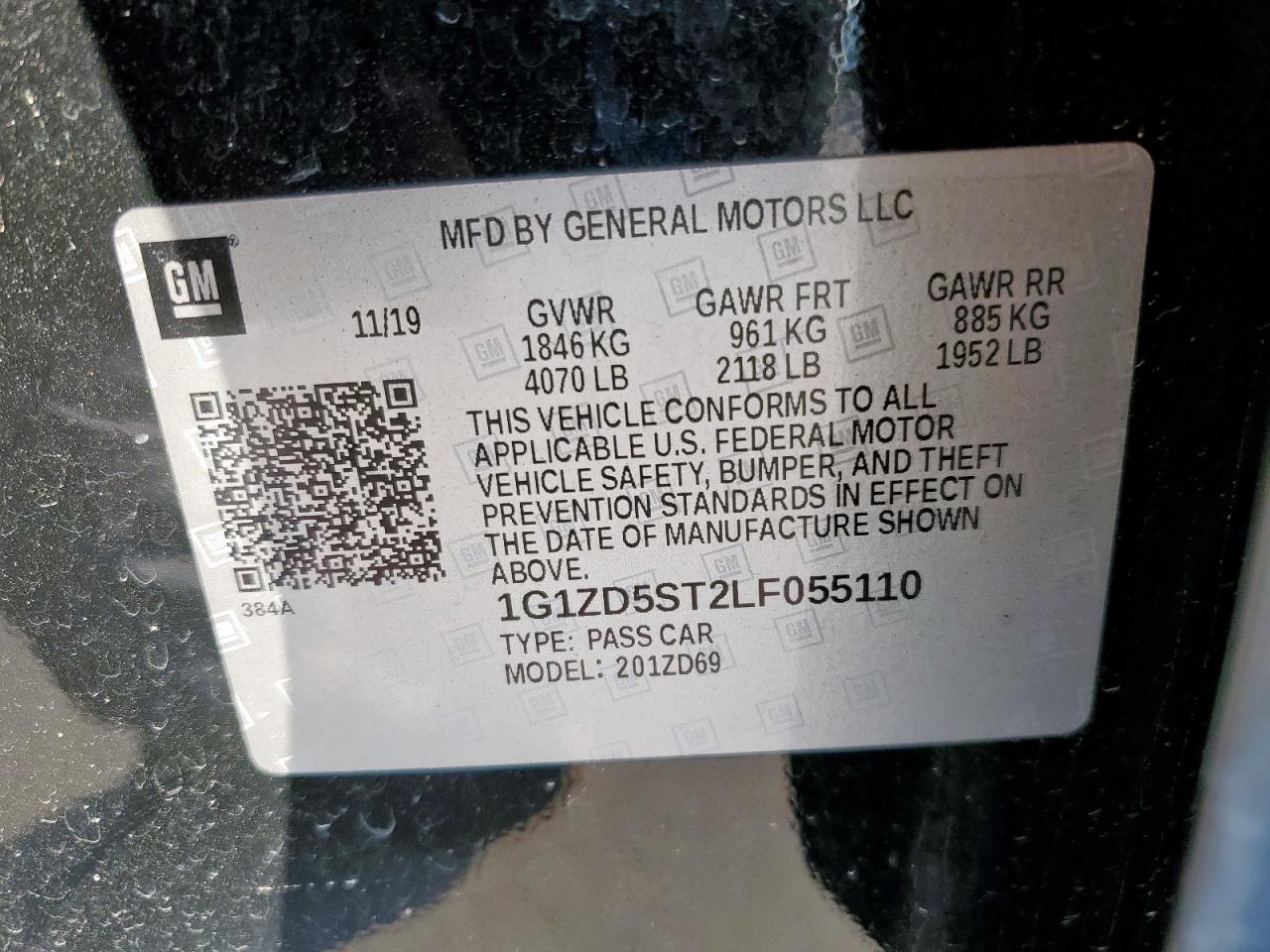 2020 Chevrolet Malibu Lt VIN: 1G1ZD5ST2LF055110 Lot: 82156445