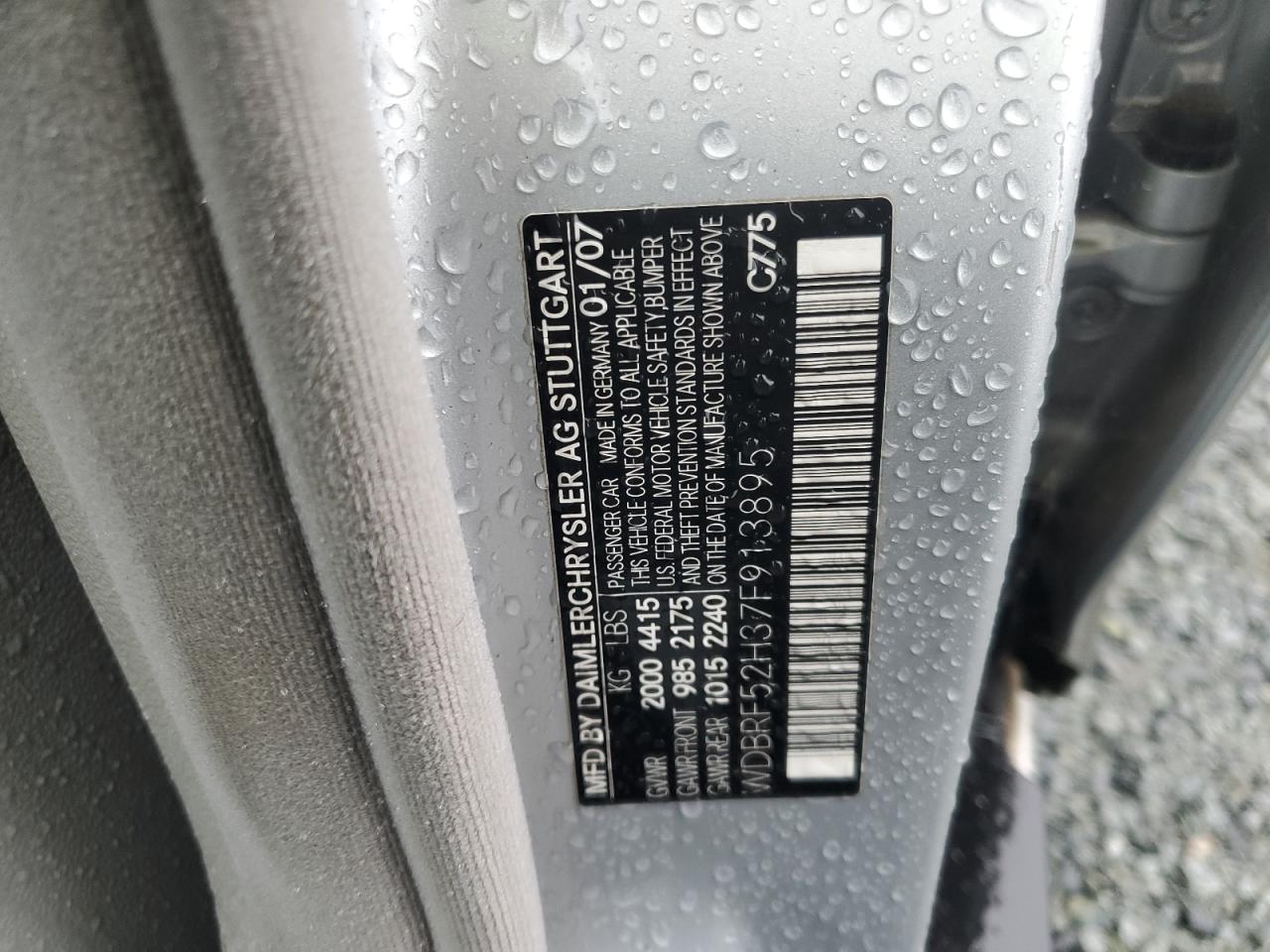 2007 Mercedes-Benz C 230 VIN: WDBRF52H37F913895 Lot: 84560045