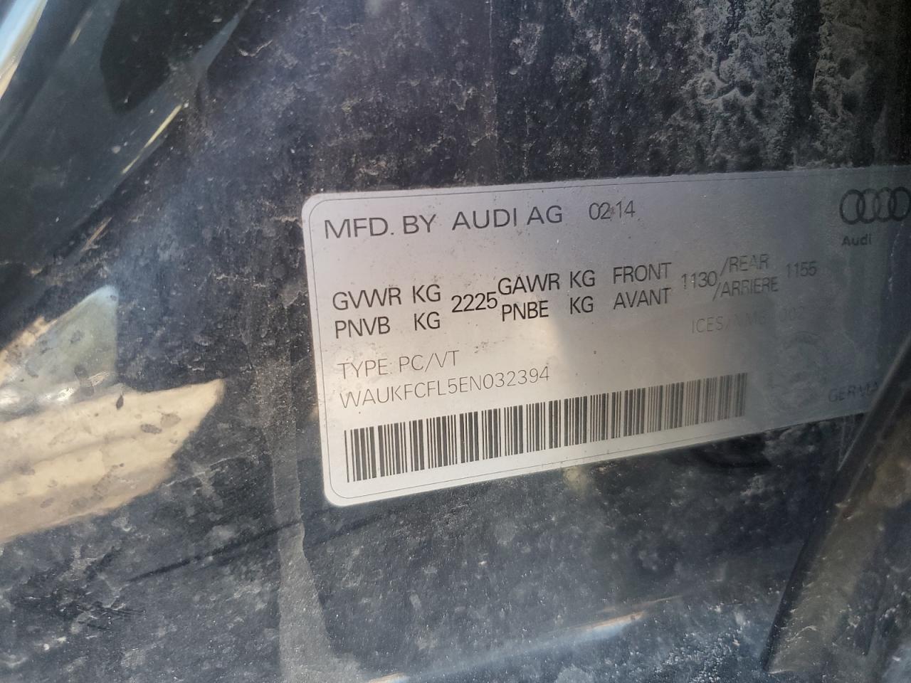 2014 Audi A4 Prestige VIN: WAUKFCFL5EN032394 Lot: 83975485