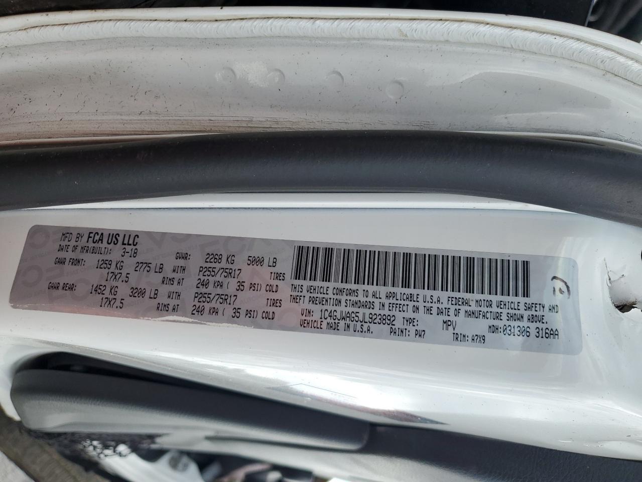 2018 Jeep Wrangler Sport VIN: 1C4GJWAG5JL923892 Lot: 81796055