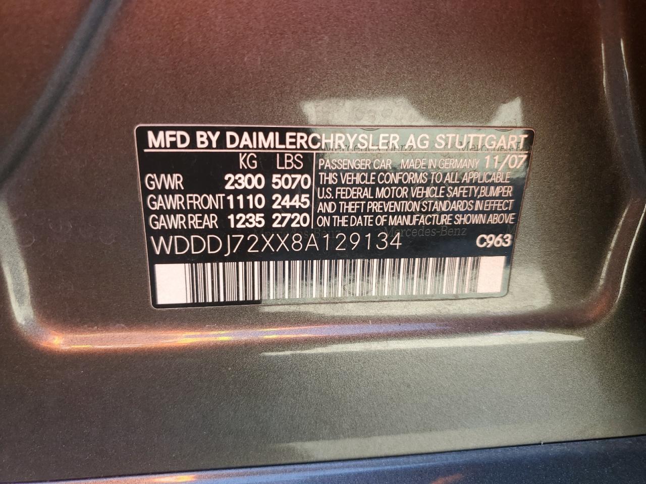 2008 Mercedes-Benz Cls 550 VIN: WDDDJ72XX8A129134 Lot: 81727865