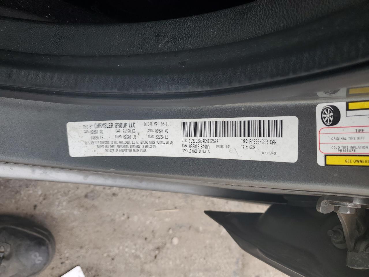 2012 Dodge Avenger Se VIN: 1C3CDZAB4CN132504 Lot: 70976345