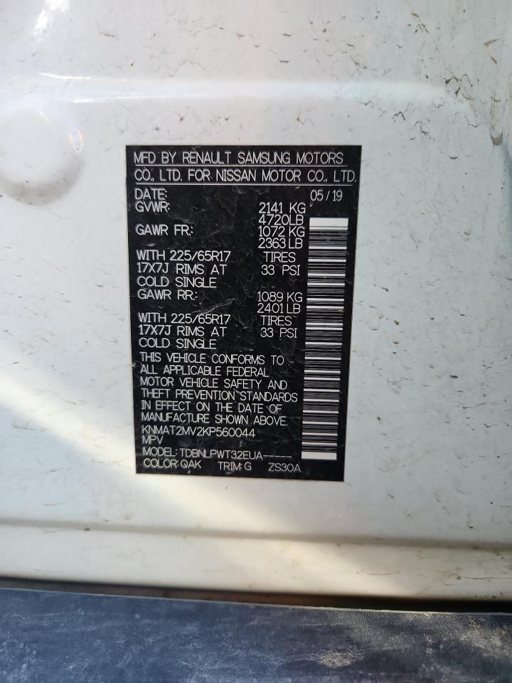 2019 Nissan Rogue S VIN: KNMAT2MV2KP560044 Lot: 81413165