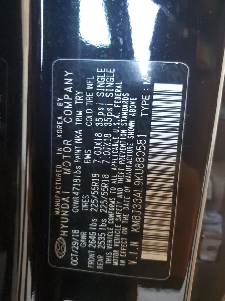 2019 Hyundai Tucson Limited VIN: KM8J33AL9KU880581 Lot: 83975535
