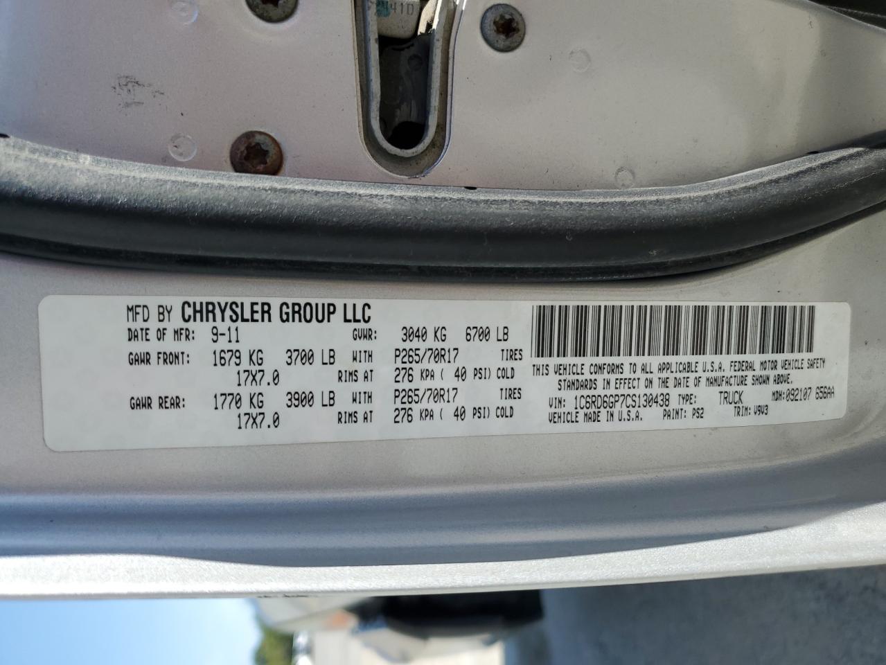 2012 Dodge Ram 1500 Slt VIN: 1C6RD6GP7CS130438 Lot: 82067815