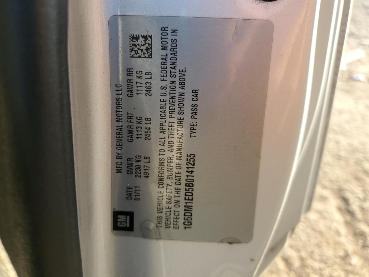 2011 Cadillac Cts Performance Collection VIN: 1G6DM1ED5B0141255 Lot: 81895385