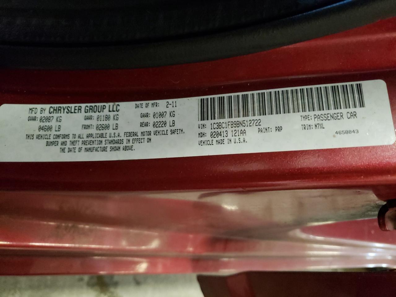 2011 Chrysler 200 Touring VIN: 1C3BC1FB9BN512722 Lot: 81741825