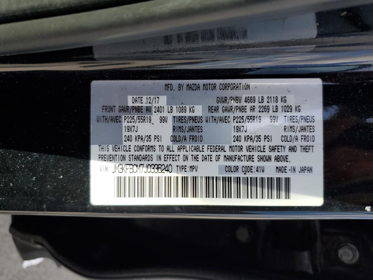 2018 Mazda Cx-5 Touring VIN: JM3KFBCM7J0336240 Lot: 71309025