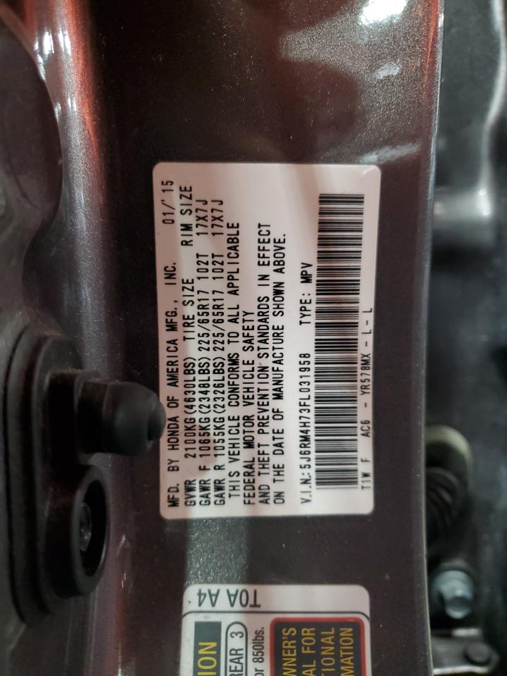 2015 Honda Cr-V Exl VIN: 5J6RM4H73FL031958 Lot: 84042285