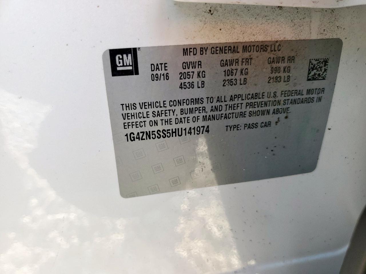 2017 Buick Lacrosse Preferred VIN: 1G4ZN5SS5HU141974 Lot: 80296845