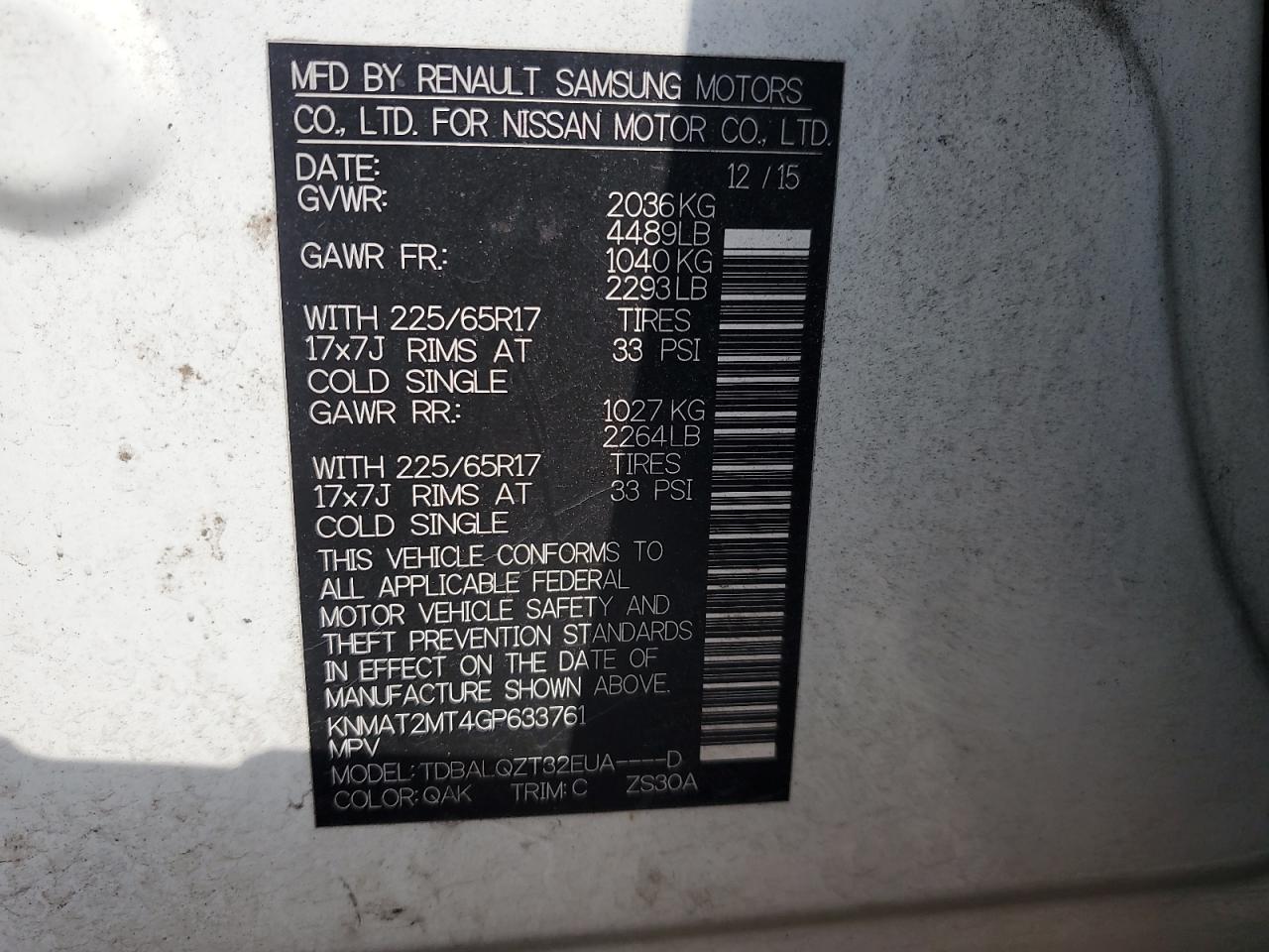 2016 Nissan Rogue S VIN: KNMAT2MT4GP633761 Lot: 82066695