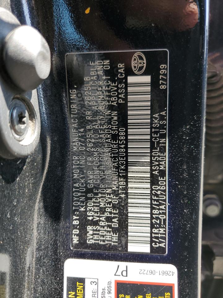 2014 Toyota Camry L VIN: 4T1BF1FK3EU845880 Lot: 81974965