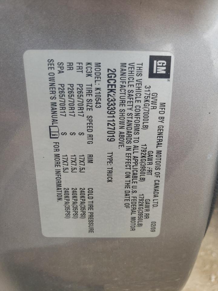 2009 Chevrolet Silverado K1500 Lt VIN: 2GCEK233391127019 Lot: 81768605