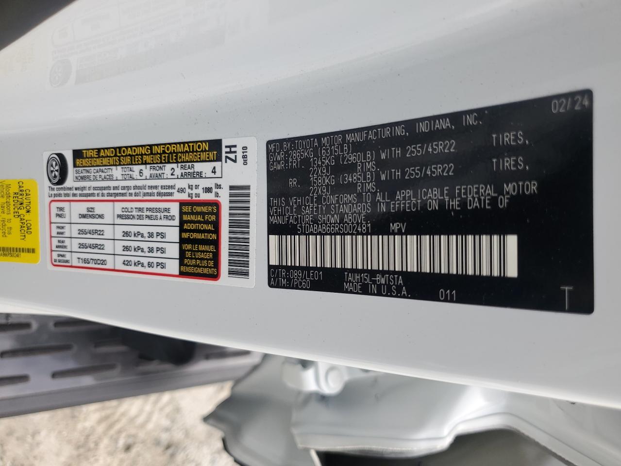 2024 Lexus Tx 500H F Sport Premium VIN: 5TDABAB66RS002481 Lot: 84448595