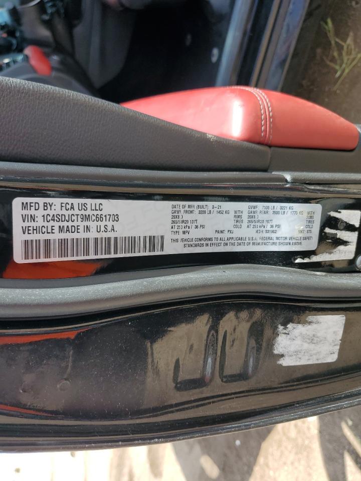 2021 Dodge Durango R/T VIN: 1C4SDJCT9MC661703 Lot: 80427645