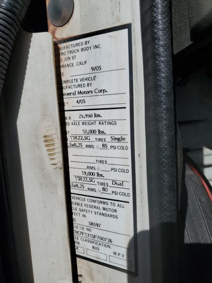 2005 Isuzu T7F042-Fvr VIN: 4GTK7F1315F700726 Lot: 71728885