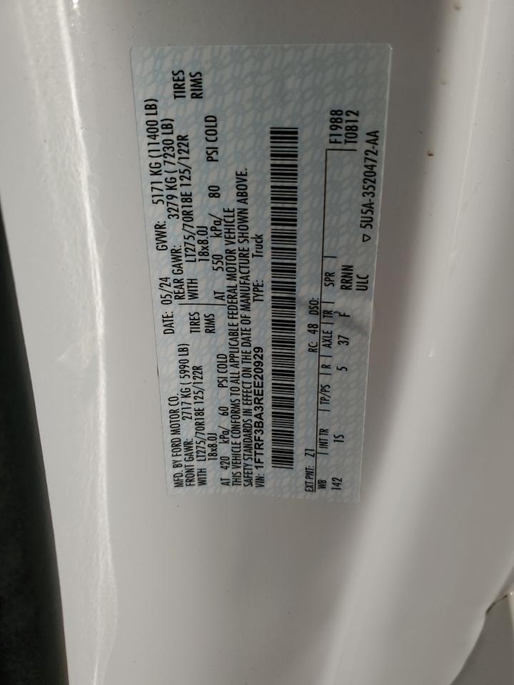 2024 Ford F350 Super Duty VIN: 1FTRF3BA3REE20929 Lot: 82052865