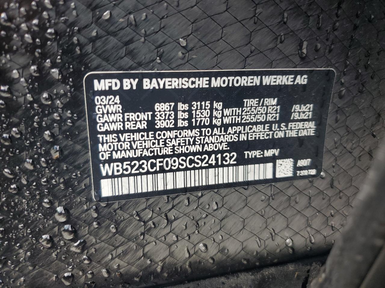 2025 BMW Ix xDrive50 VIN: WB523CF09SCS24132 Lot: 80853315