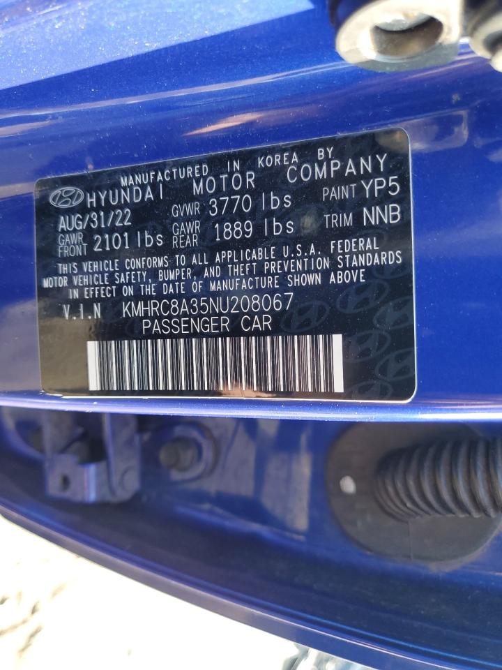 2022 Hyundai Venue Sel VIN: KMHRC8A35NU208067 Lot: 81024465