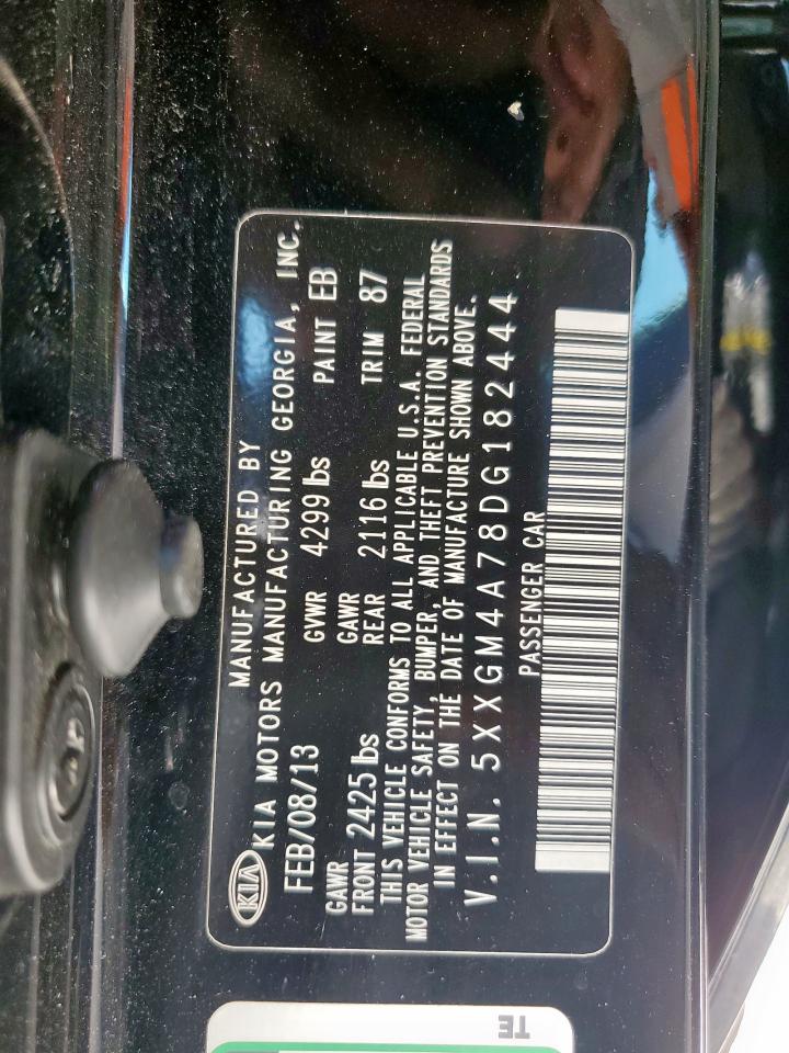 2013 Kia Optima Lx VIN: 5XXGM4A78DG182444 Lot: 84443525