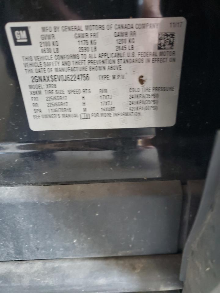 2018 Chevrolet Equinox Lt VIN: 2GNAXSEV0J6224756 Lot: 80296615