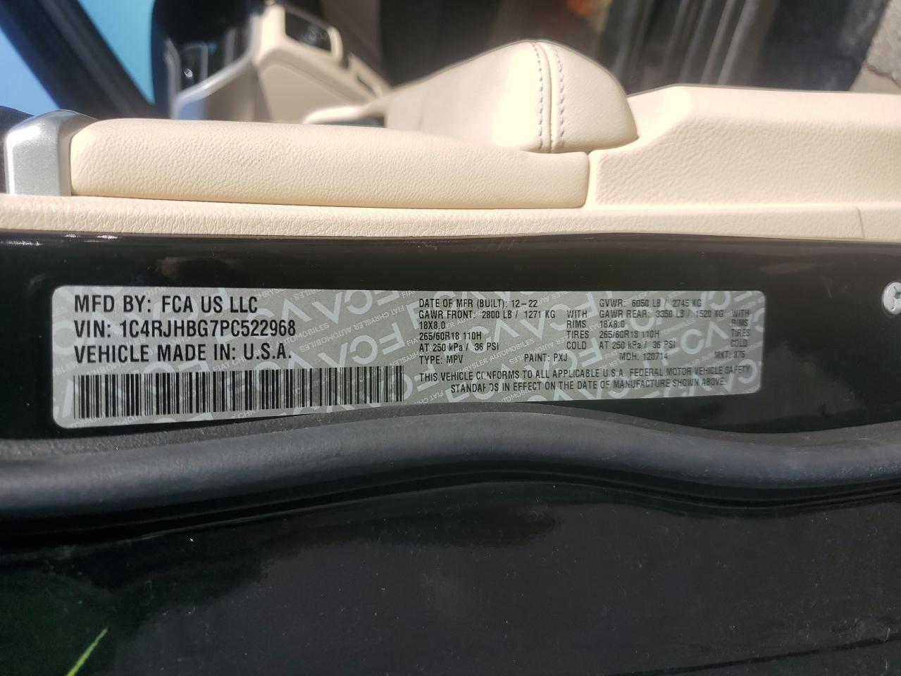 2023 Jeep Grand Cherokee Limited VIN: 1C4RJHBG7PC522968 Lot: 71490235