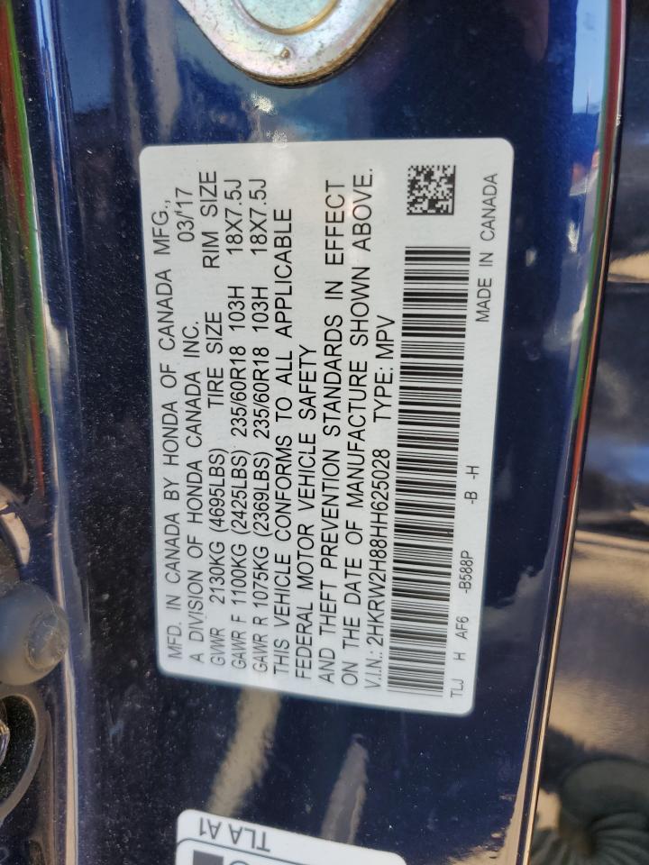 2017 Honda Cr-V Exl VIN: 2HKRW2H88HH625028 Lot: 80360985