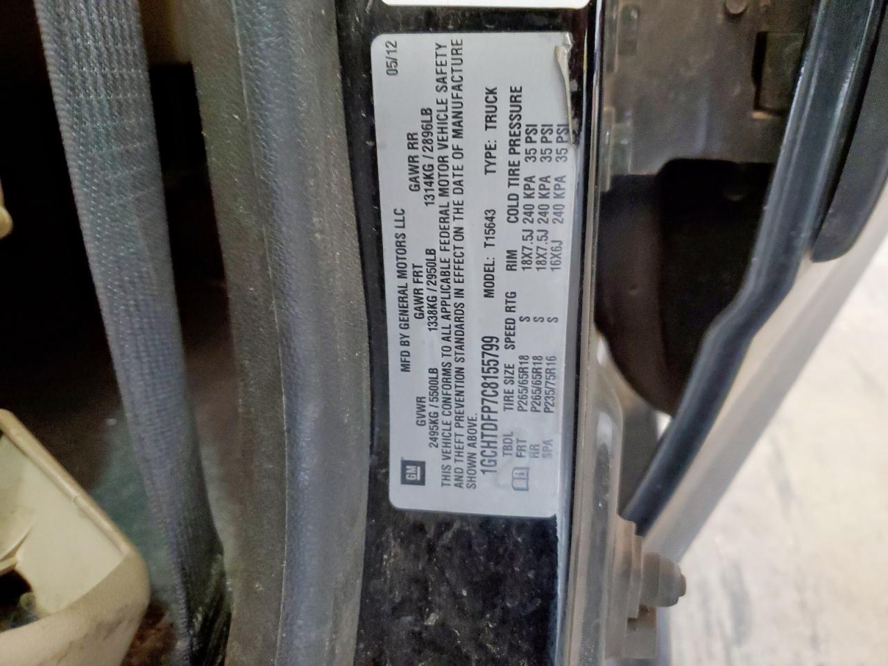 2012 Chevrolet Colorado Lt VIN: 1GCHTDFP7C8155799 Lot: 83799505