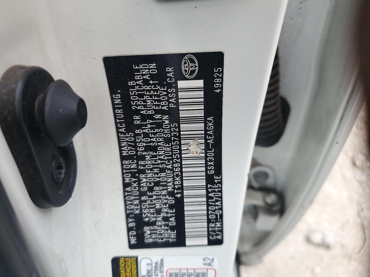 2005 Toyota Avalon Xl VIN: 4T1BK36B25U057325 Lot: 80072195