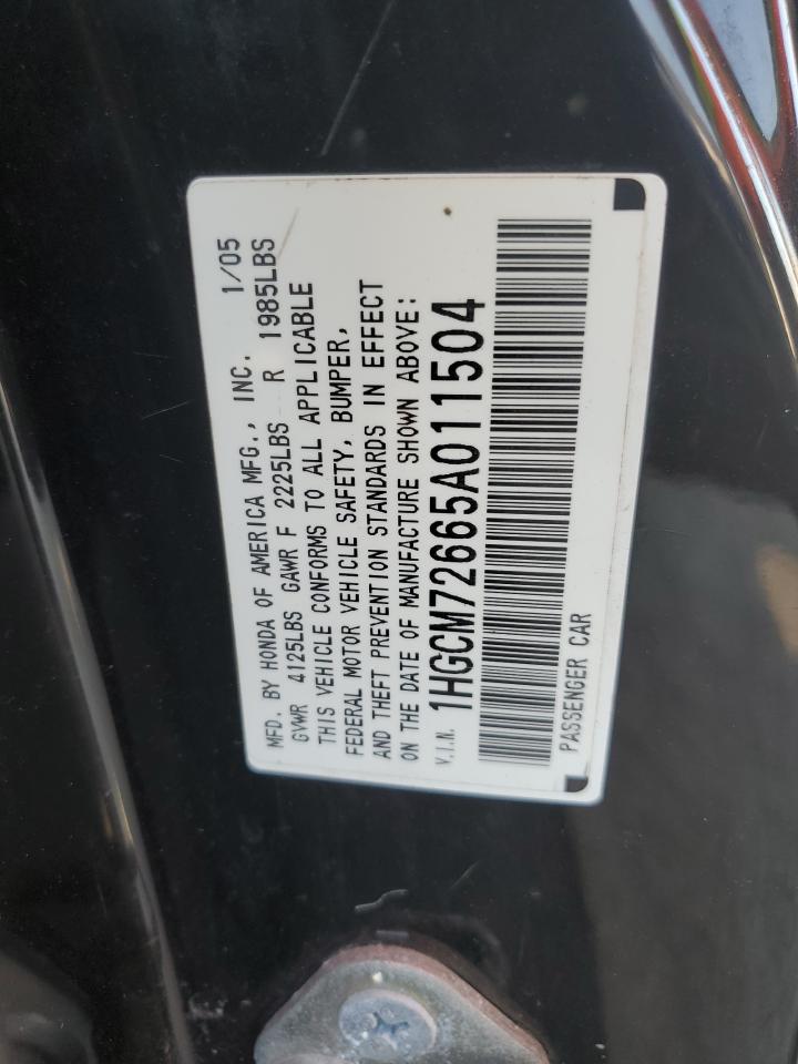 2005 Honda Accord Ex VIN: 1HGCM72665A011504 Lot: 80469835