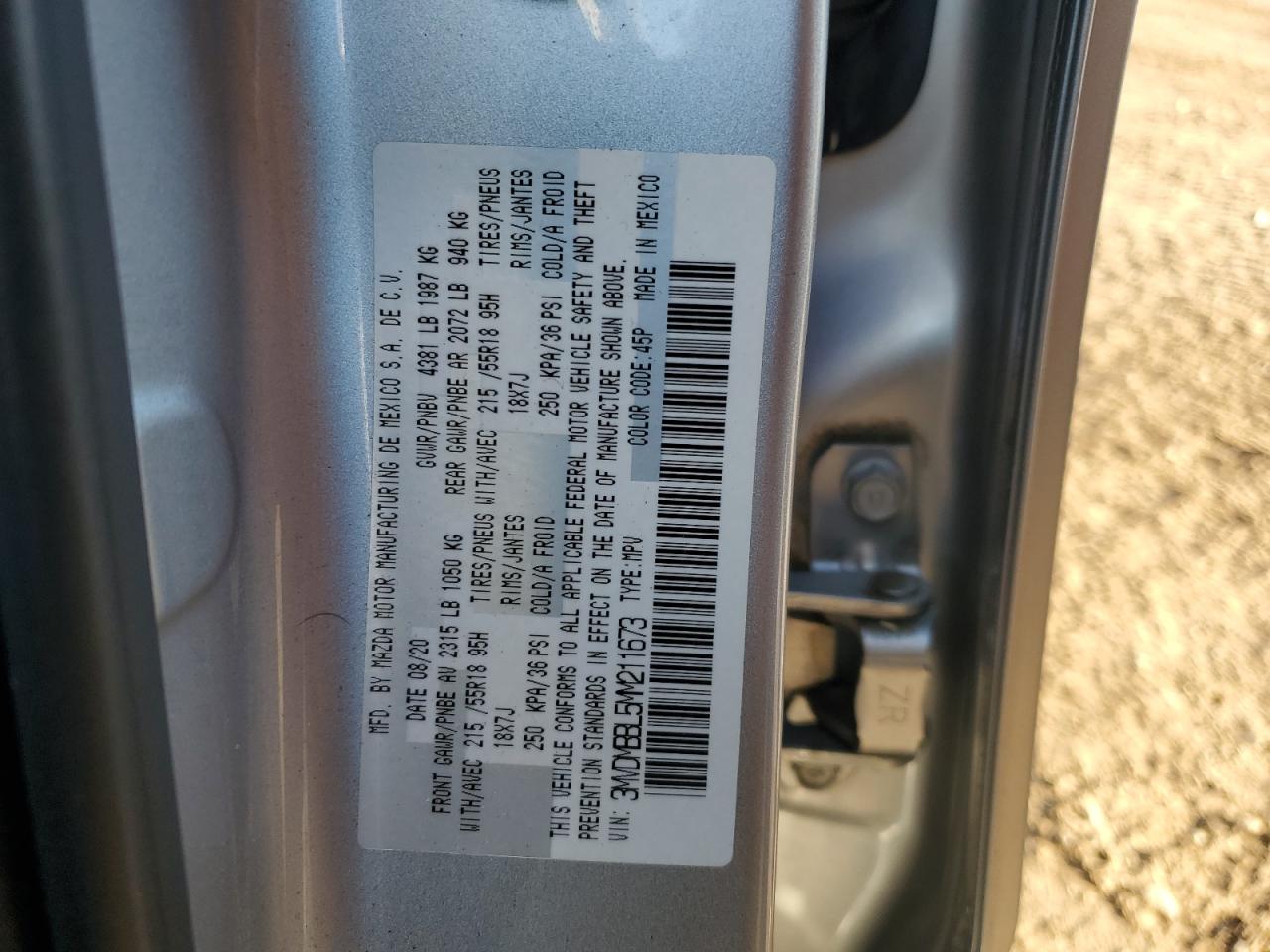 2021 Mazda Cx-30 Select VIN: 3MVDMBBL5MM211673 Lot: 82064105