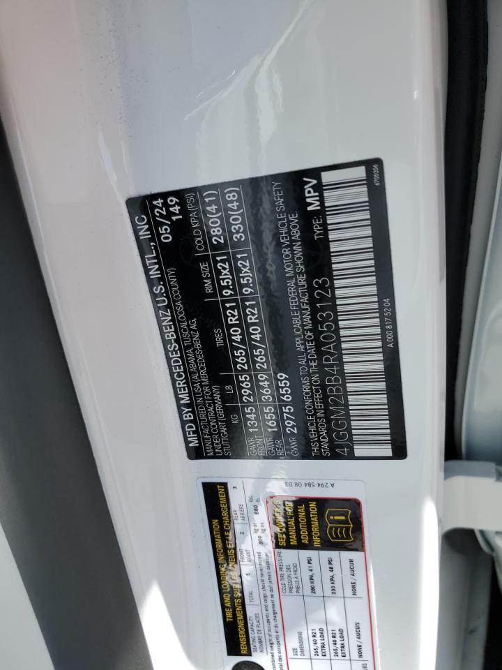 2024 Mercedes-Benz Eqe Suv 350+ VIN: 4JGGM2BB4RA053123 Lot: 81246275