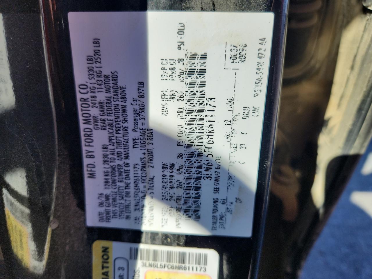 2017 Lincoln Mkz Reserve VIN: 3LN6L5FC6HR611173 Lot: 71629495