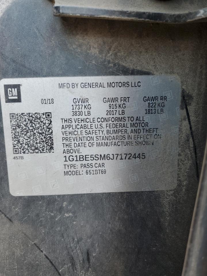 2018 Chevrolet Cruze Lt VIN: 1G1BE5SM6J7172445 Lot: 81107125